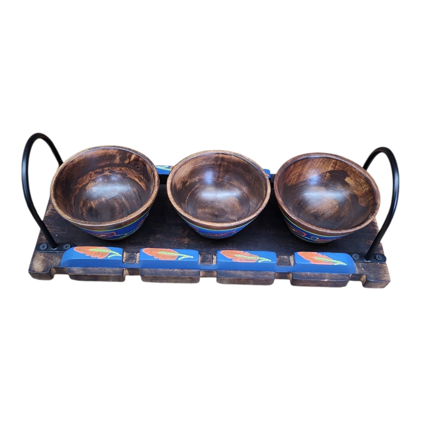 Wooden Tray and 3 wooden Serving Bowls