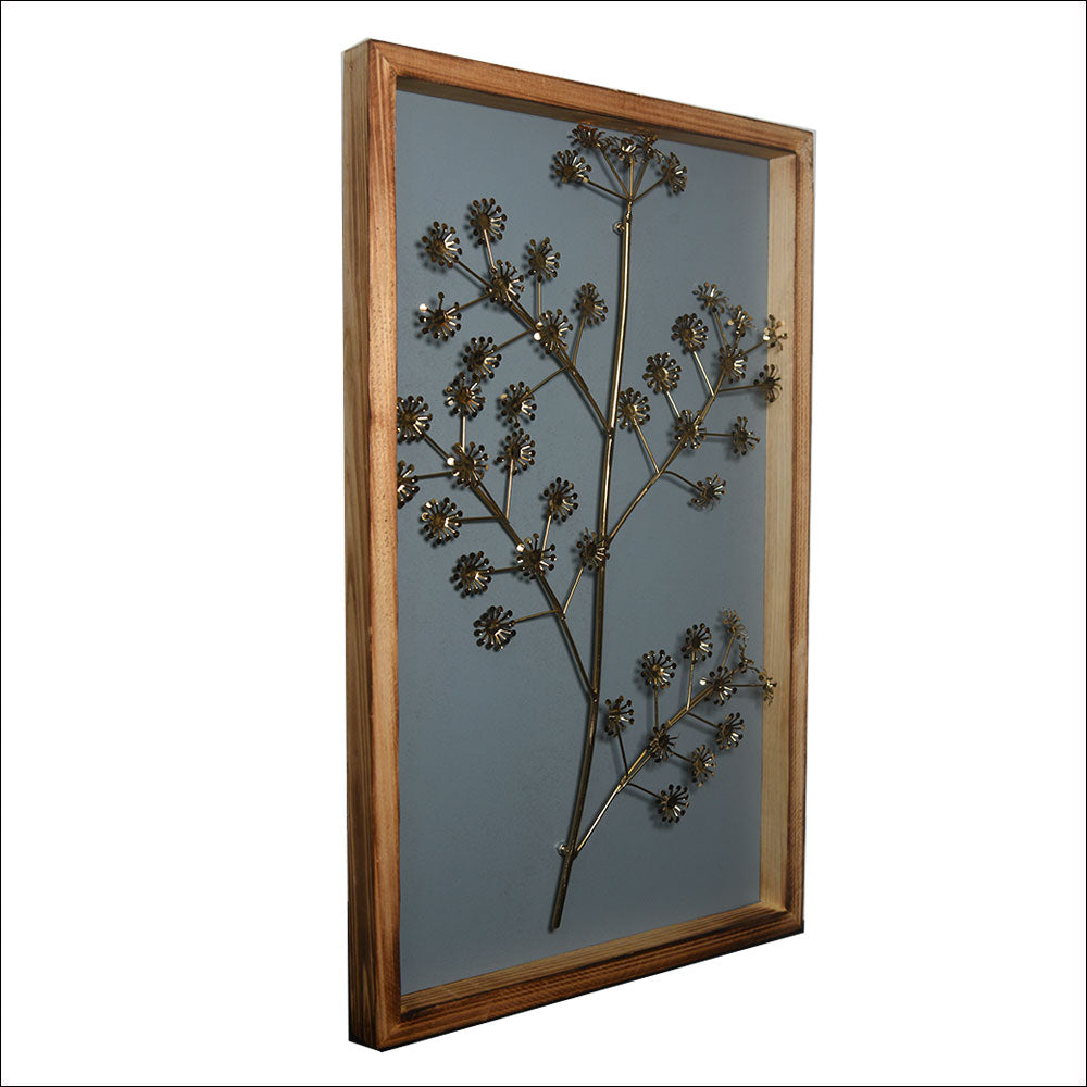 HANDMADE METAL FLOWERS ENCASED IN WOODEN Frame