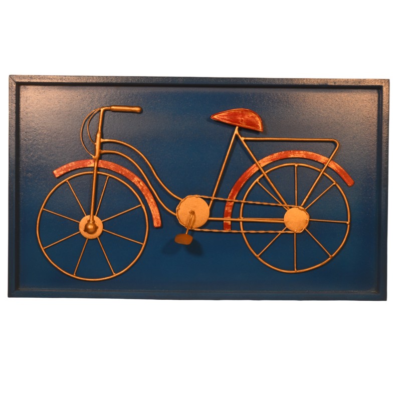 Metal Bicycle in a Blue Wooden Frame