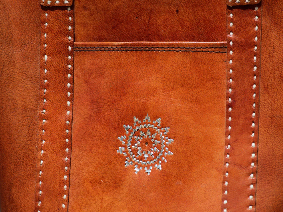 Brown Leather Bag with Star Design