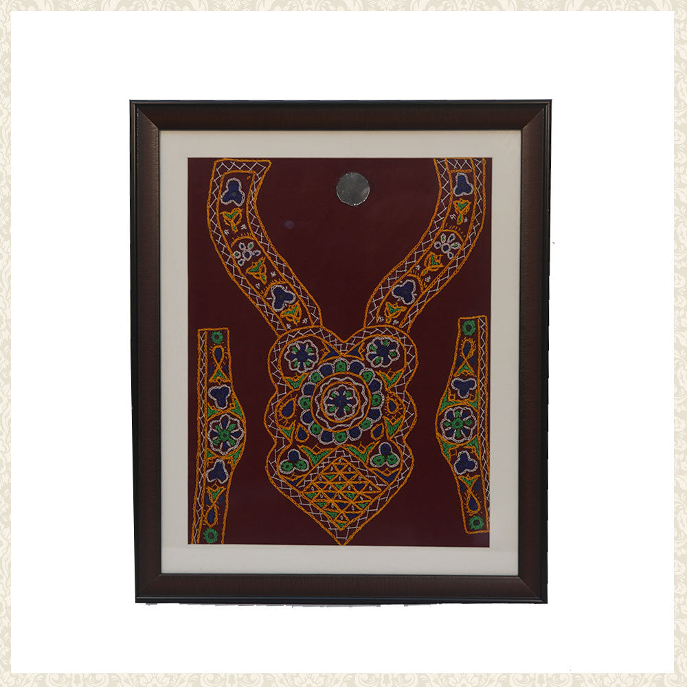 Vintage thread work blouse piece frame