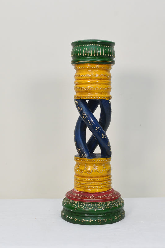 Wood carved candle holder
