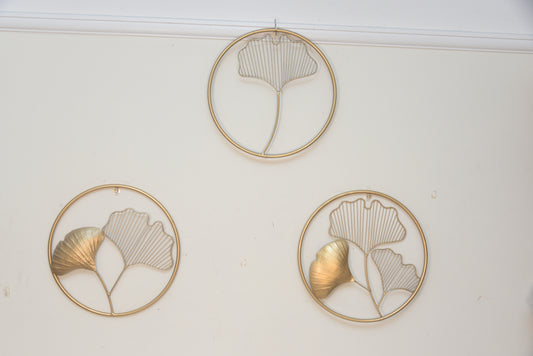 3 Leaf Gold Metal Wall Art