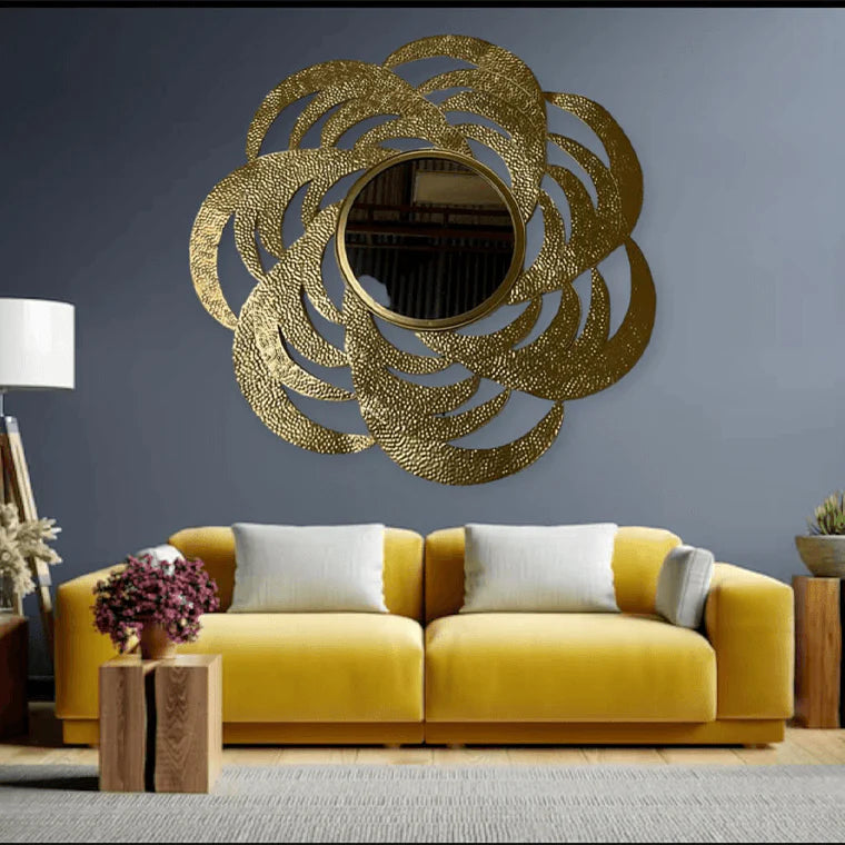 Handcarved Mirror Shaped Like Flower