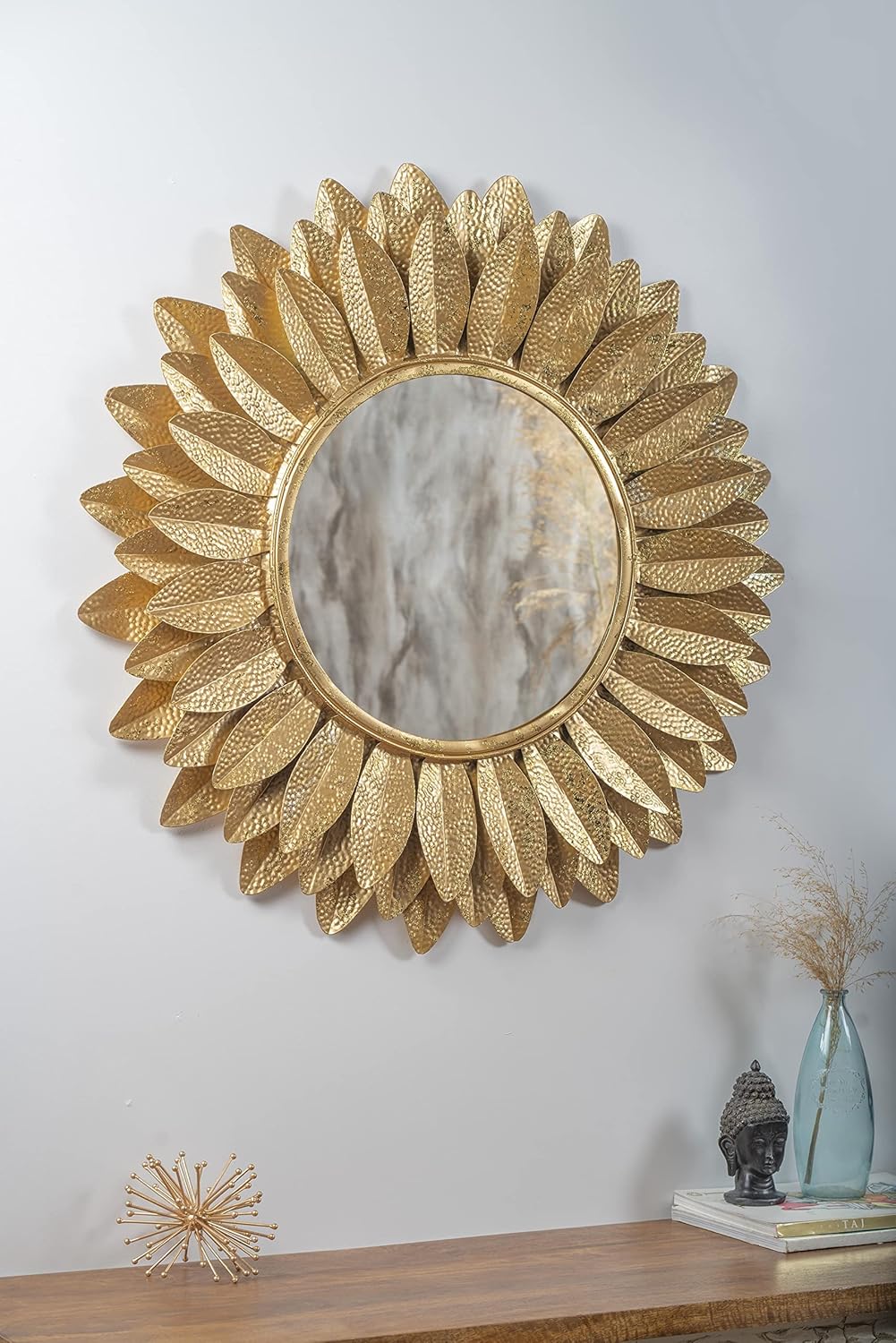 Handcarved Sunflower Mirror