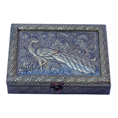 Golden Oxidised Peacock Design Dry Fruits Box