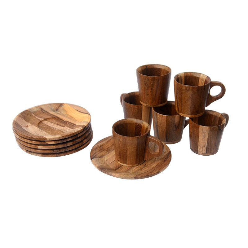 Teakwood Cups and Saucers