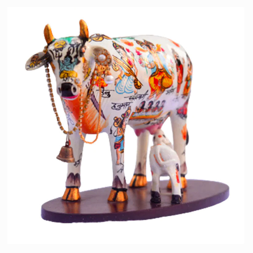 Kamdhenu Cow Calf Home Decorative Showpiece (3 sizes)