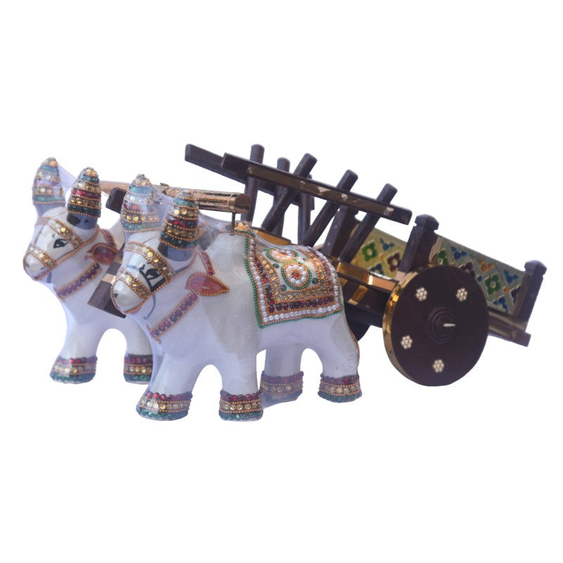 Wooden Bull Cart Table Decor