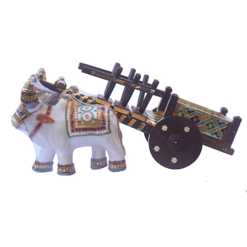 Wooden Bull Cart Table Decor