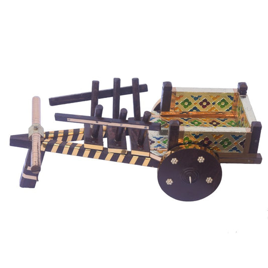 Wooden Bull Cart Table Decor