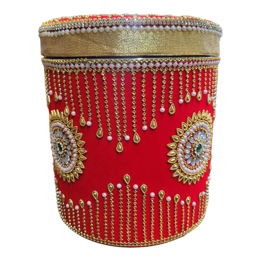 Decorated Stainless Steel Dabba/Decorative Box/Dabba/Indian Wedding Gift Box/Dry Fruit Box Decorated Container Handmade Box