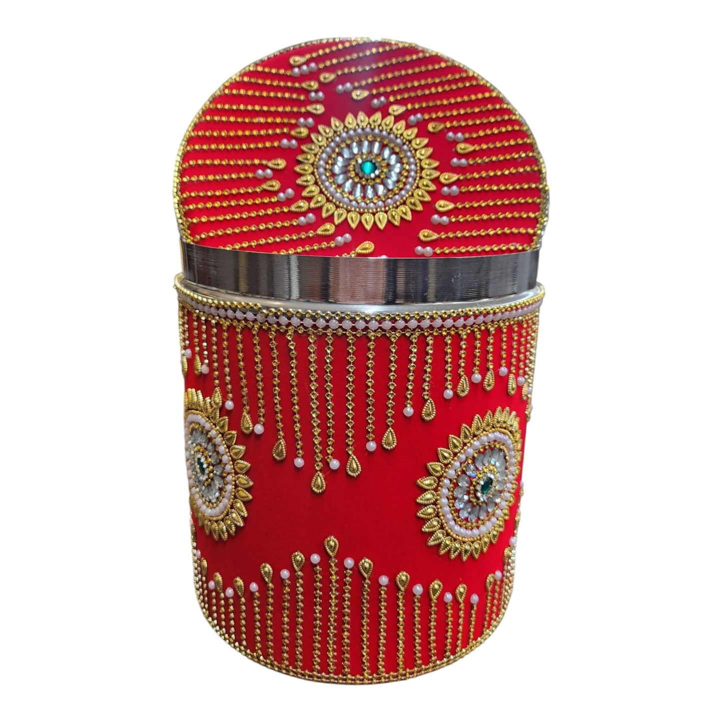 Decorated Stainless Steel Dabba/Decorative Box/Dabba/Indian Wedding Gift Box/Dry Fruit Box Decorated Container Handmade Box