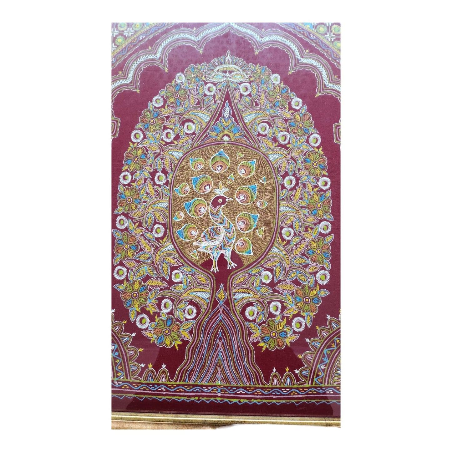 Handmade Rogan Art illustrating peacock made by: Abdul Gafur