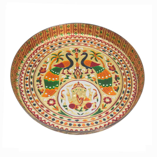 Meenakari Plate with Matching Karas and 2 Bowls