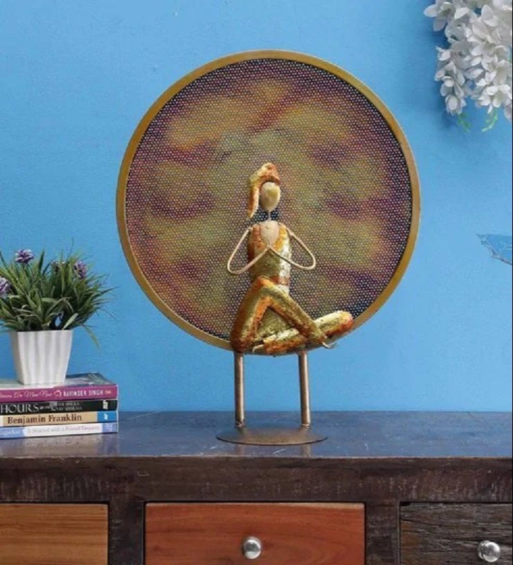 Metal Table Decor of a Lady in a Yoga position HANDS in PRAYER POSITION