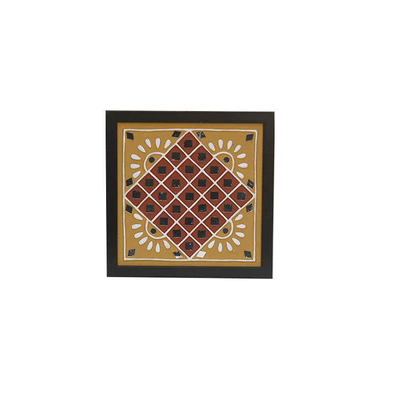 Lippan Art Wall Frame with Mud Design With Glass Chips
