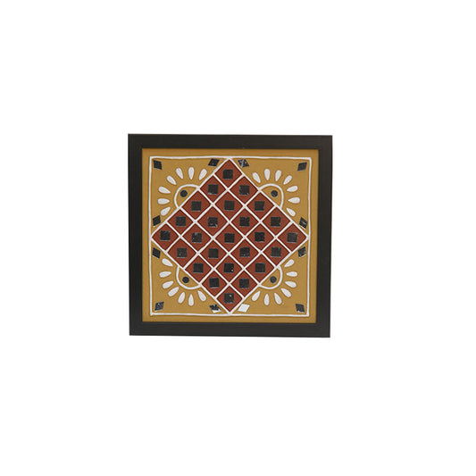 Lippan Art Wall Frame with Mud Design With Glass Chips