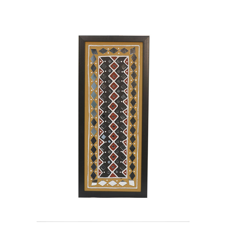 Lippan Art Wall Frame with Mud Design With Glass Chips BLACK & BROWN