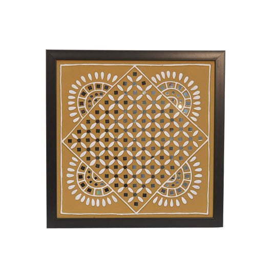 Lippan Art Wall Frame with Mud Design With Glass Chips DIAMOND & HALF MOON