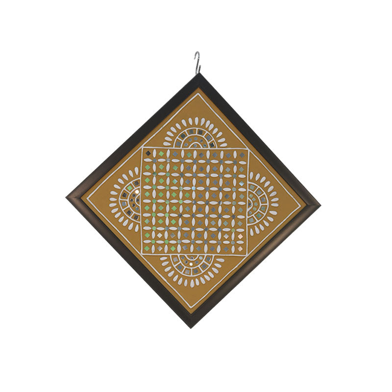 Lippan Art Wall Frame with Mud Design With Glass Chips DIAMOND & HALF MOON