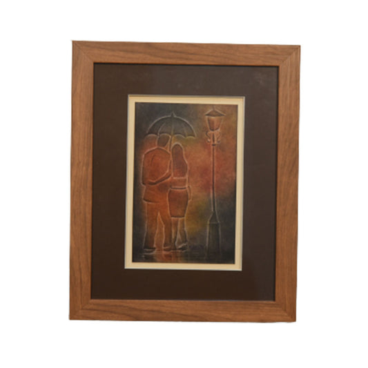 Nail Art Framed Couple Walking in the Rain