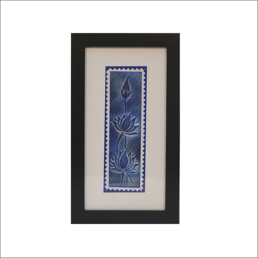Nail Art Framed Blue Lotus Flowers