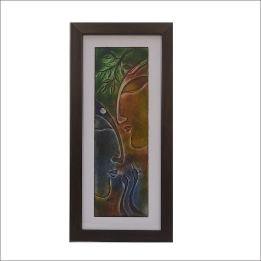 Nail Art framed with a couples faces and 2 Peacocks