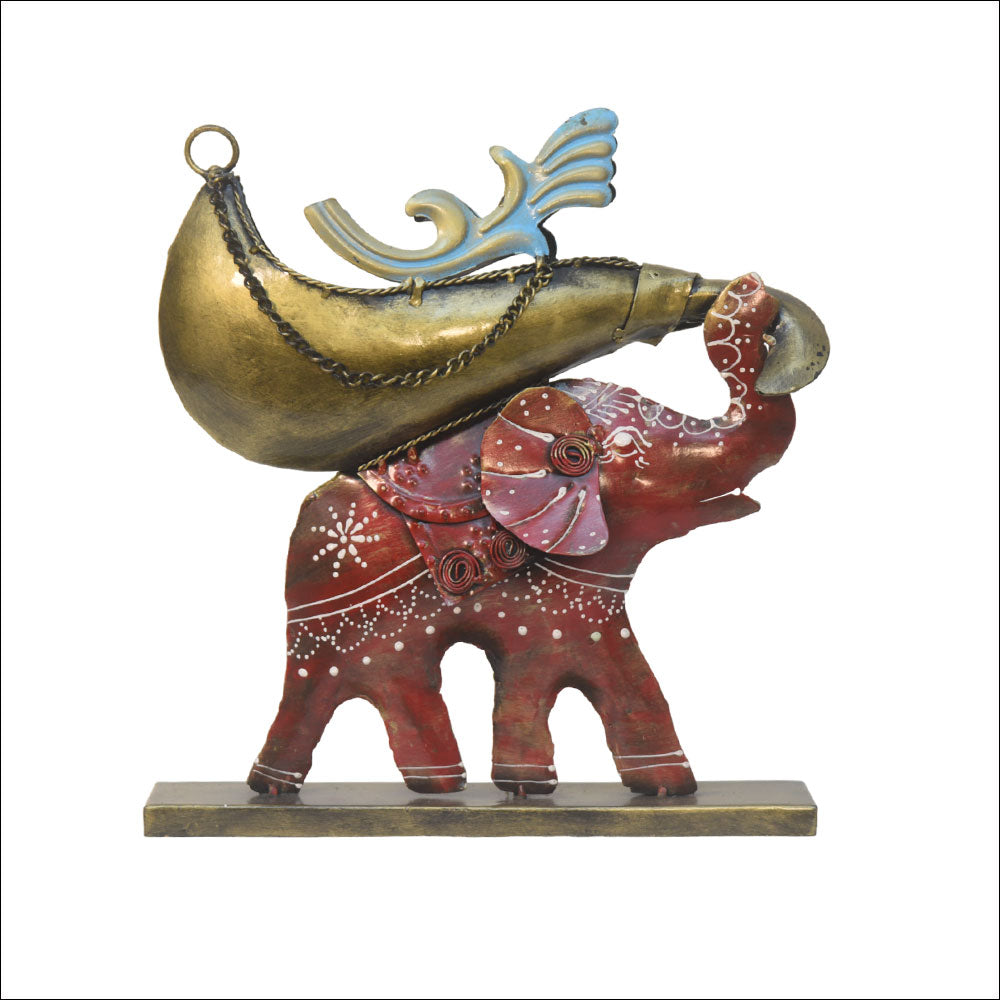 Metal Red Elephant Table Decor/Wall Art