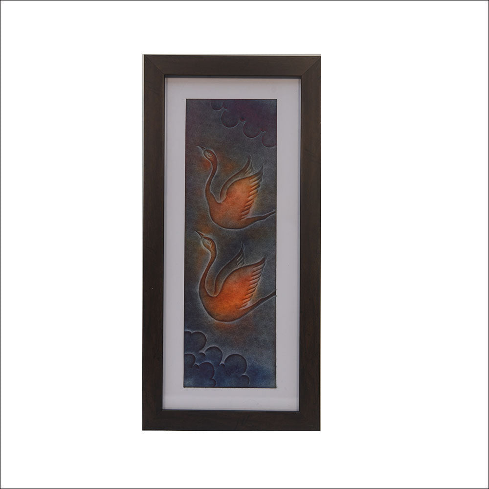 Nail Art Framed Flying Swans