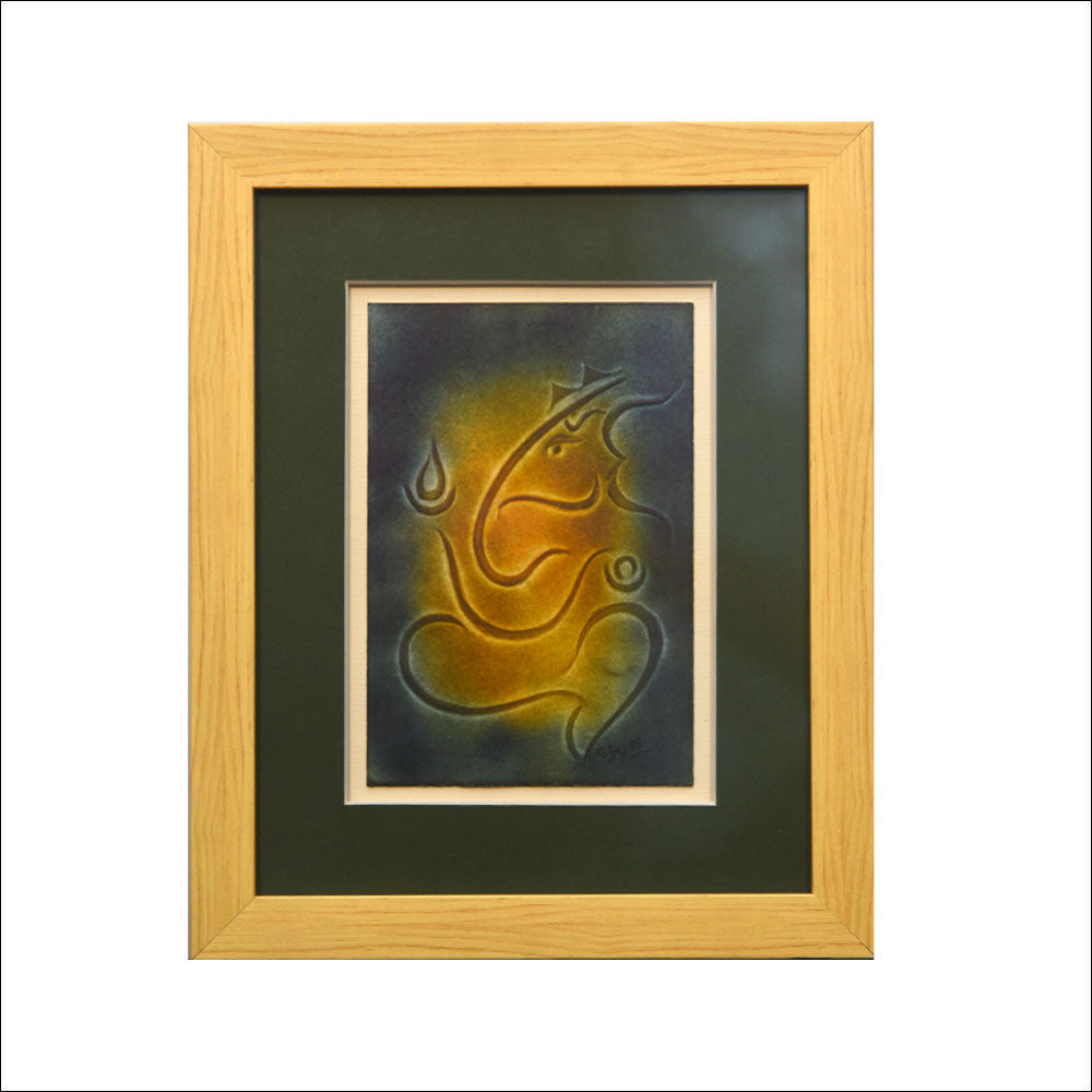 Lord Ganesha Nail Art Frame IN YELLOW