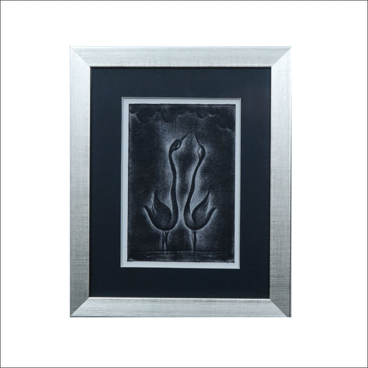 Nail Art Framed Swans expressing their love Black & White