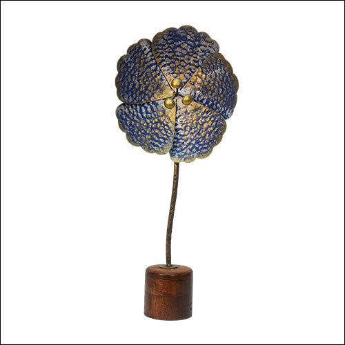 Handcrafted Golden and blue Metal Flower Table Decor