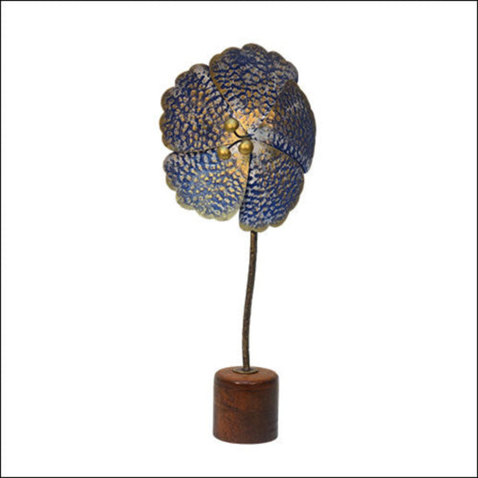 Handcrafted Golden and blue Metal Flower Table Decor