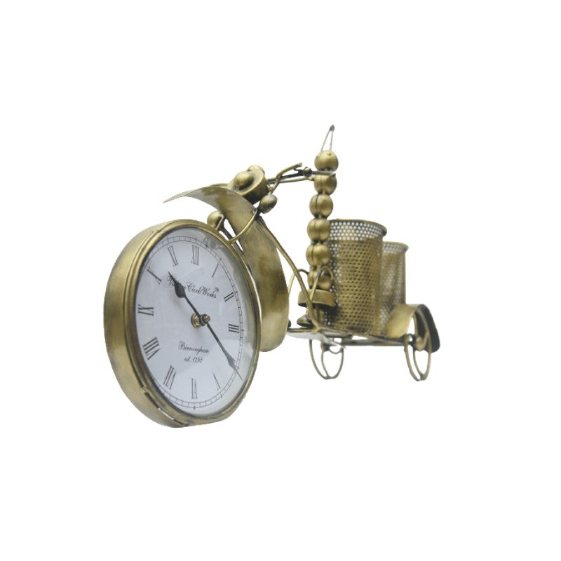 Metal Bike with Watch and Pen holder for Desk