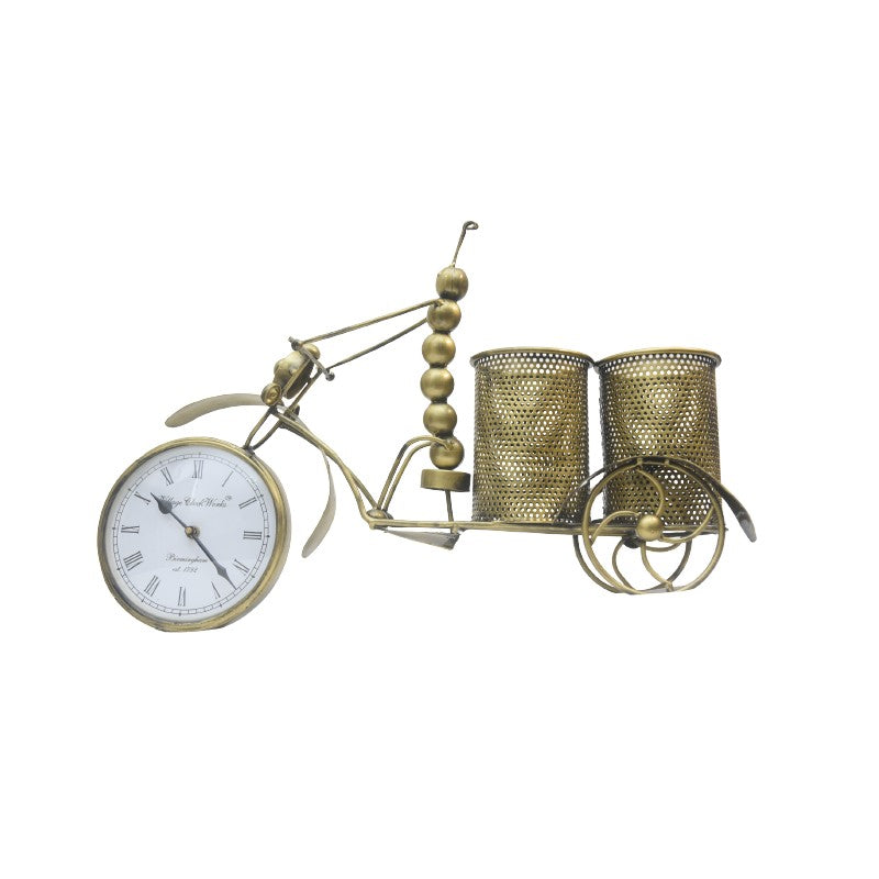 Metal Bike with Watch and Pen holder for Desk