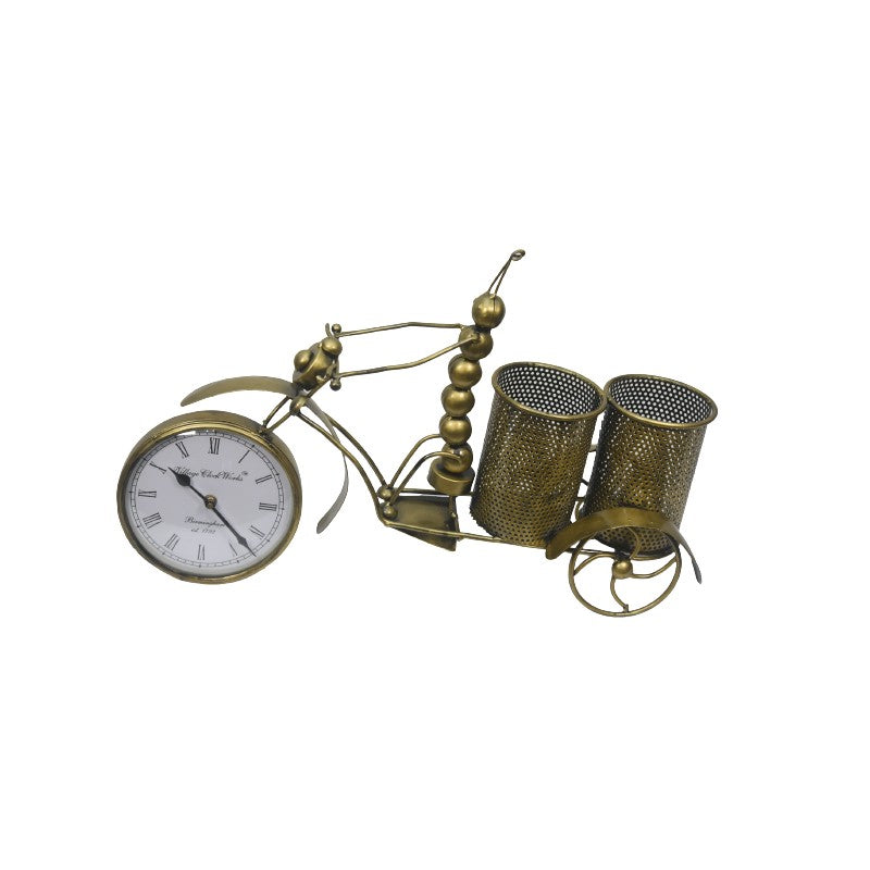 Metal Bike with Watch and Pen holder for Desk