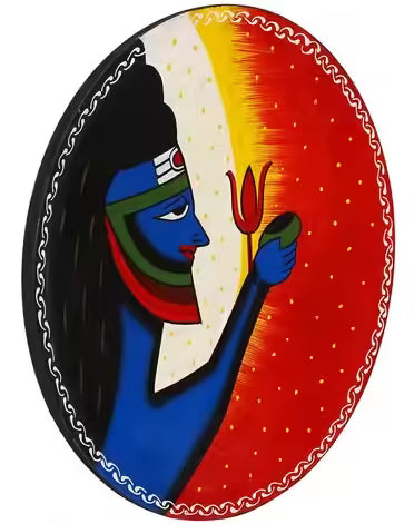 Hand Painted Wooden Wall Plate of Lord Shiva
