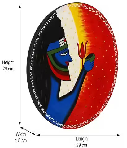 Hand Painted Wooden Wall Plate of Lord Shiva