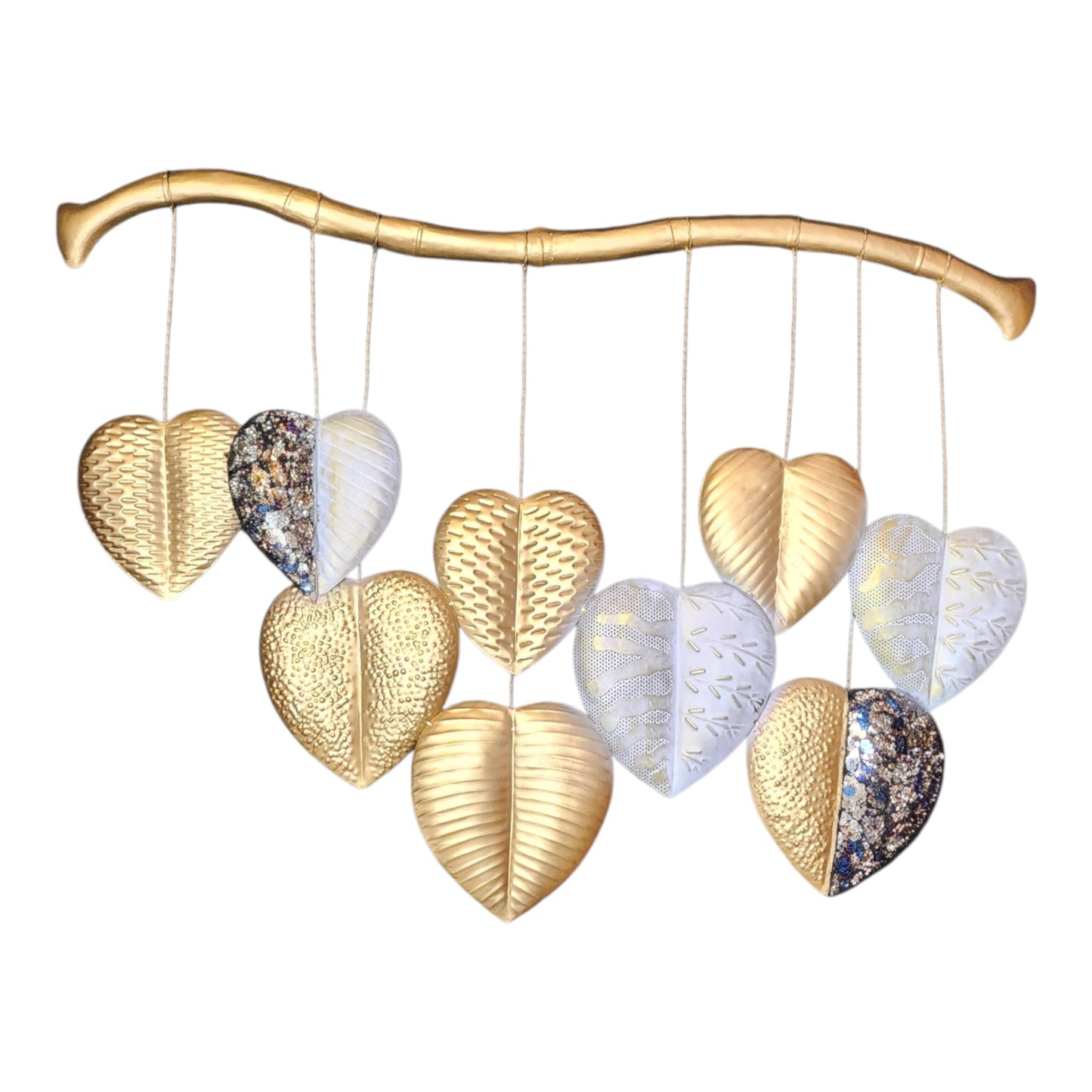 Heart-shaped Wall Art in Gold, Silver and Black