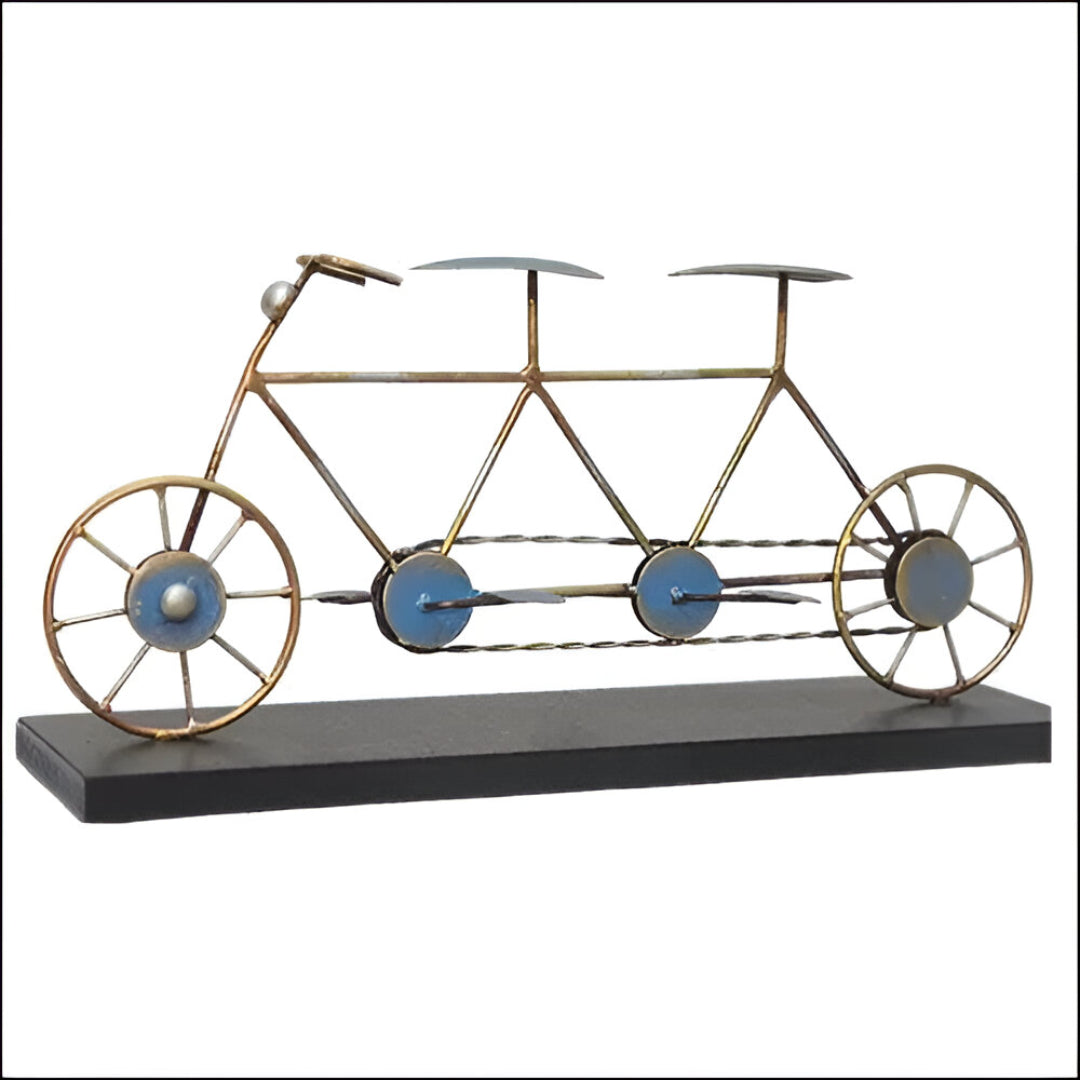 Metal Sculpture Table Decor of a Tandem Bicycle