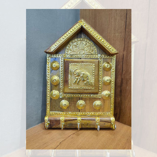 Metal Framed Key Holder with Elephant Illustration
