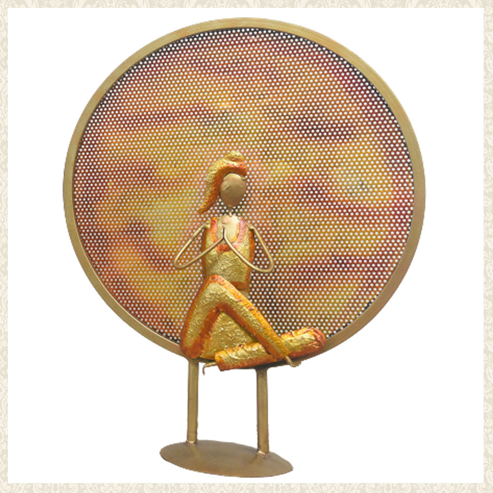 Metal Table Decor of a Lady in a Yoga position HANDS in PRAYER POSITION
