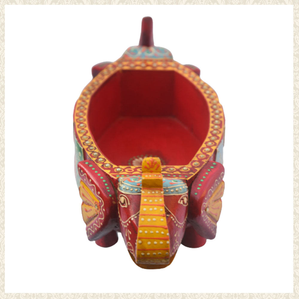 Wooden Tray - Multicoloured with Elephant Design