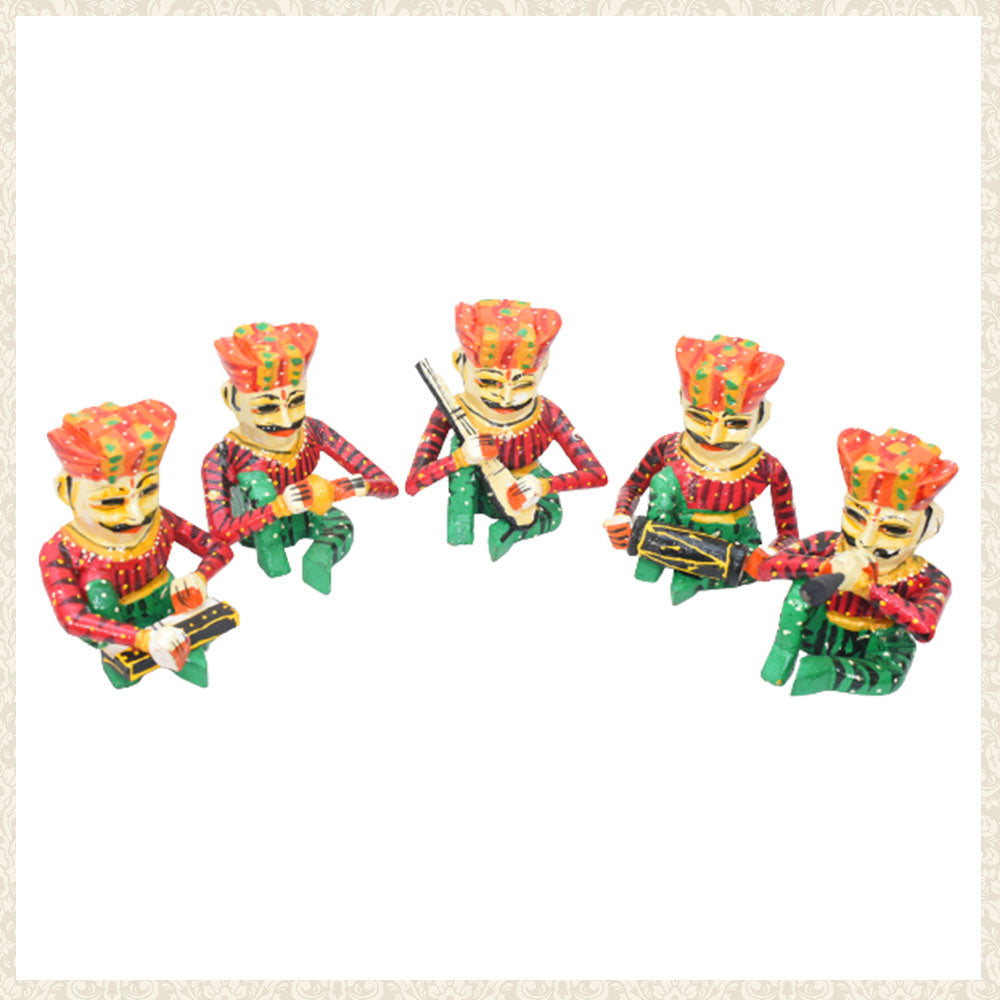 Rajasthani Wood Carved Musicians Medium
