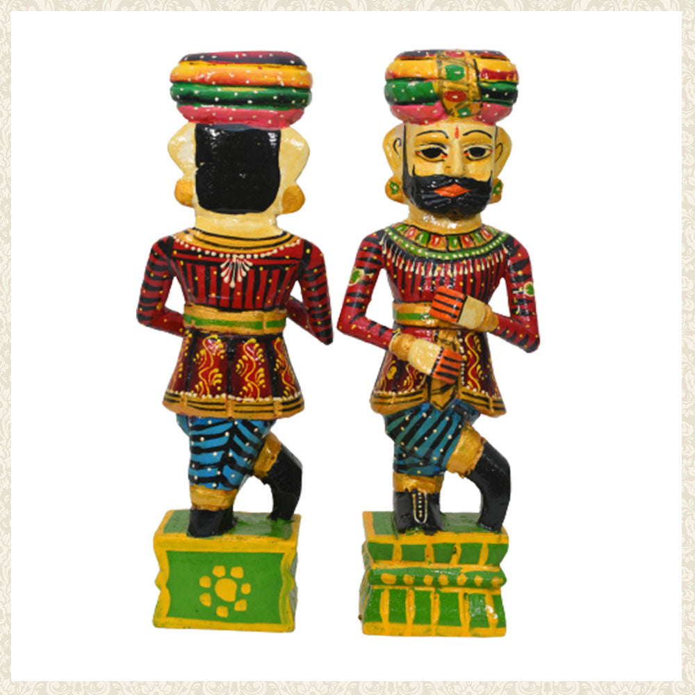 Rajasthani Wood Carving: Decorative Guardsman Sculpture small