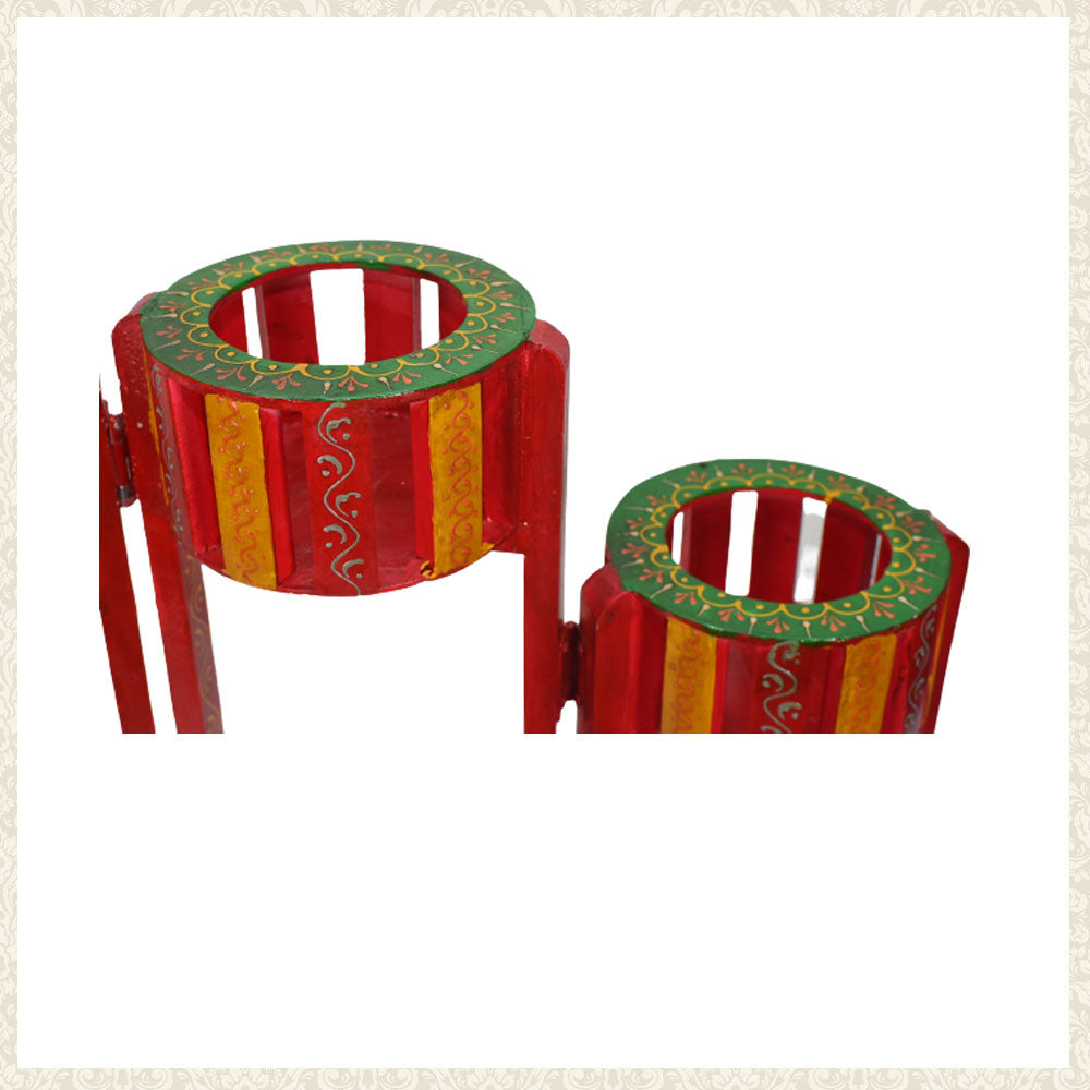 Mango Wood Planter - Blue and Yellow