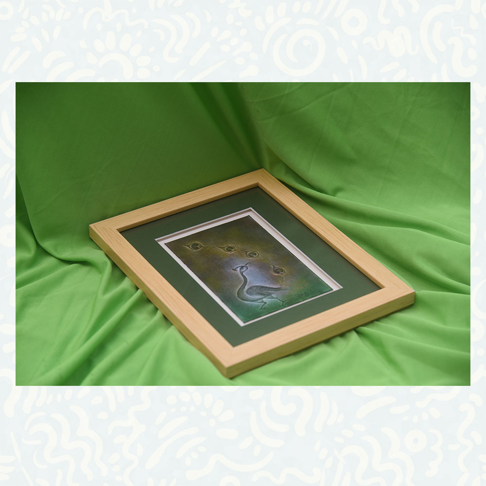 Nail Art Framed with a Peacock