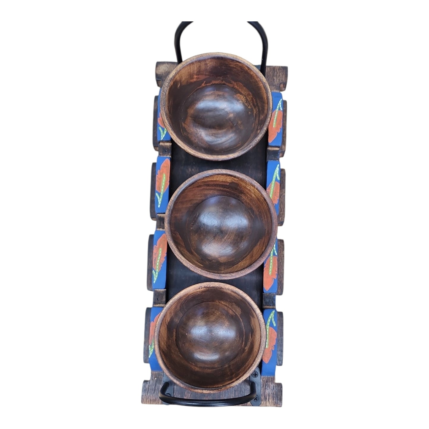 Wooden Tray and 3 wooden Serving Bowls