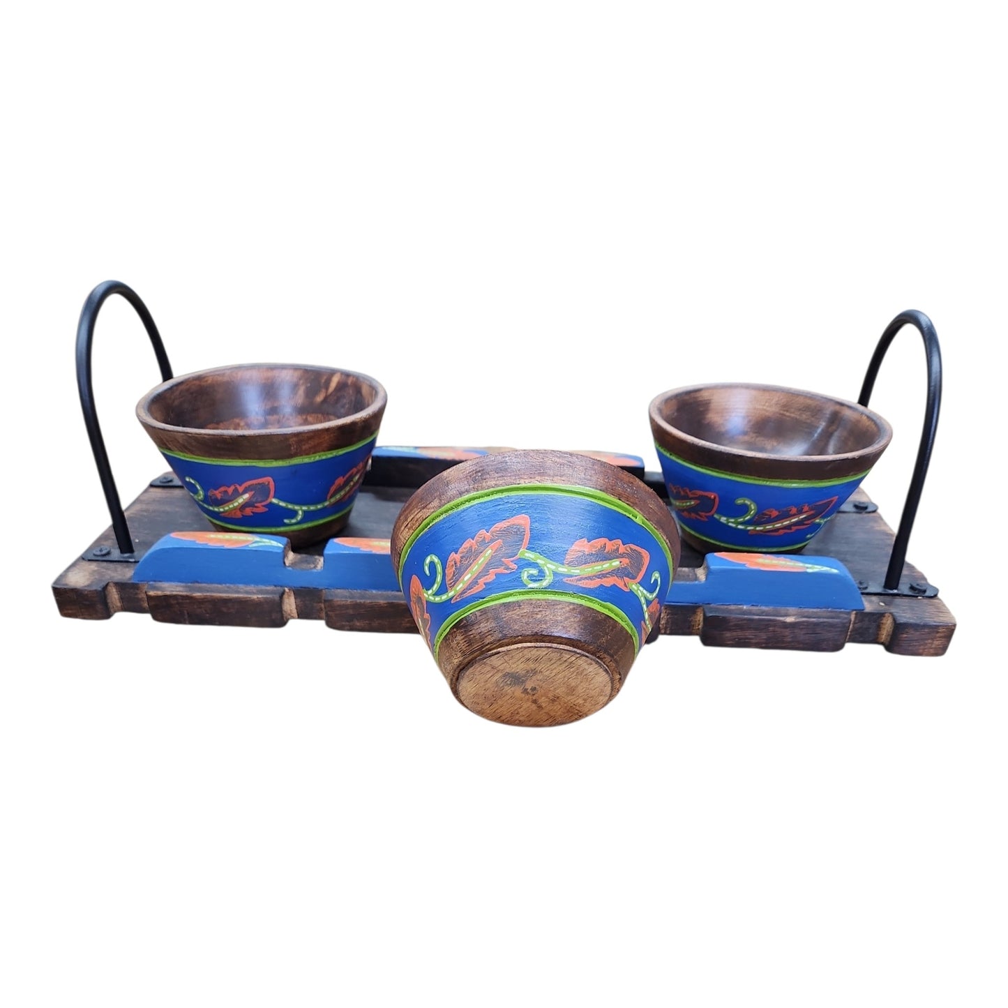 Wooden Tray and 3 wooden Serving Bowls